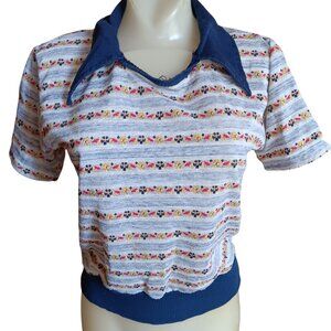 Small Vintage Buttery Disco Top Campus Collared Cropped Boys 18 1970's Brady